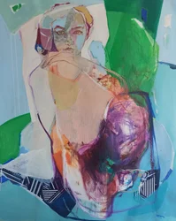Finding Calm, 2023 (acryliques et pastels sur toile)