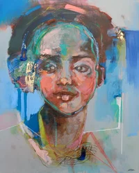 She Speaks For Herself, 2020 (acrylique, pastel et feuille d
