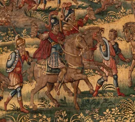 Musée diocésain. Tapisserie flamande. Bruxelles. Atelier François Geubels. Série Histoire de Gédéon. La défaite des Madianites. Soie et laine. Legs de l