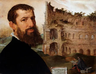 Autoportrait du peintre avec le Colisée à l