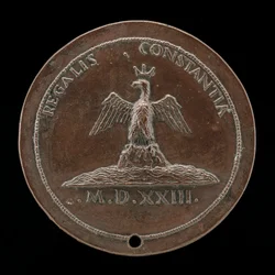 Aigle couronné sur un monticule au milieu des eaux [verso], 1523