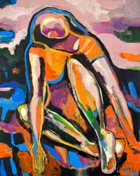 Femme abstraite colorée
