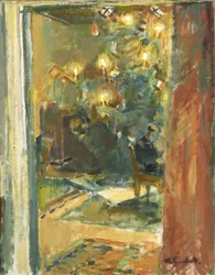 Arbre de Noël dans le salon de Kilo Manor, début des années 1920