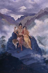 Seigneur Shiva et Parvati sur le Mont Kailash