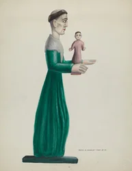 Santo en bois sculpté et peint St. Joseph, 1935-1942