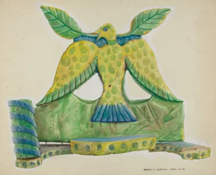 Applique en bois peint, vers 1939