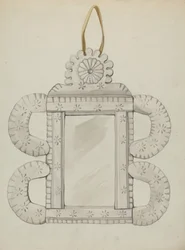Cadre de miroir en étain, vers 1936