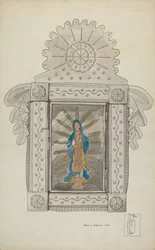 Nicho en étain contenant Guadalupe Bulto, vers 1936