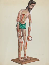 Christ en bois, vue de face peinte, vers 1937
