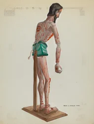 Christ en bois, vue latérale peinte, c. 1937