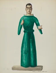 Santo en bois en robe verte brillante, 1935-1942