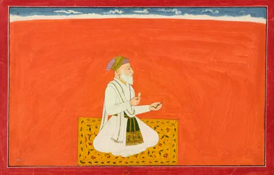 Le sage-médecin Dhanvantari, folio de la série "Sixième" Bhagavata Purana, également connue sous le nom de série "petite" Guler-Basohli