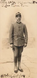 Carte postale avec caporal du 50e Régiment. Infanterie, élève officier complémentaire