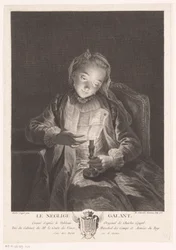 Fille lisant une lettre à la lumière d