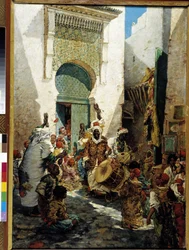 Musiciens noirs à Alger, scène de fête dans les rues