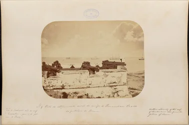 Vue de la pointe nord du récif de Pernambouc depuis la forteresse de Brum