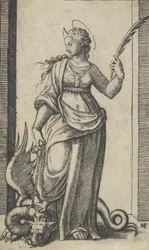 Sainte Marguerite debout, un dragon à gauche, de la série 