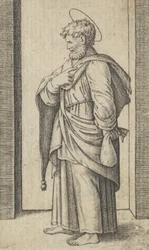 Saint Matthieu, un petit sac dans sa main gauche, de la série 