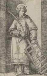 Saint Vincent, main gauche reposant sur un grill, de la série 