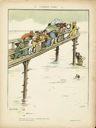 Illustration de Marcel Capy dans Le Lire, 24/08/12 - Comment faire ? - Loisirs, Urbanisme, Marine, Baignade, Foule