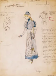 Margherita, croquis de costume pour Faust par Charles Gounod, créé par Multzer