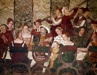Le roi du Danemark Christian I à un banquet