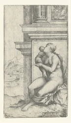 Femme avec enfant assise près d