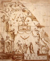 Conception pour un plafond grotesque