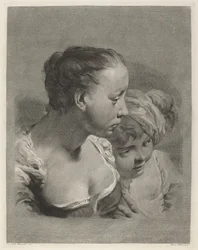 Jeune femme et garçon face à droite