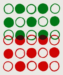 Points, cercles, 2023 (linoléum sur papier)