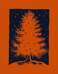 Arbre de Noël rouge, 2023 (linoléum sur papier)