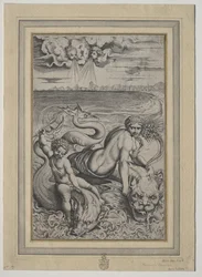 Amour et Cupidon portés par des dauphins, 1500s