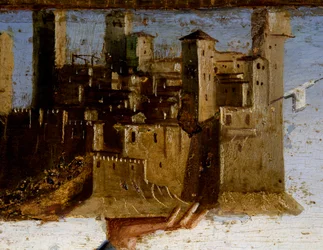 Vierge en majesté et saints, détail de la prédelle de Saint Adrien par Marco Palmezzano (vers 1460-1539), église Saint-François, Matelica, Marches, Italie (détail)