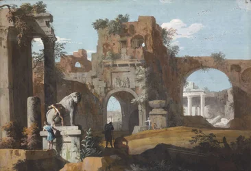 Un paysage classique avec des ruines
