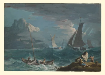 Bateaux de pêche dans la tempête