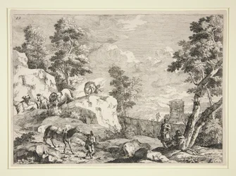 Paysage avec quatre cavaliers