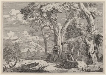 Paysage sauvage avec deux moines