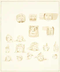 5 Têtes Grotesques dans le Clocher de la Cathédrale de Bristol et 12 autres