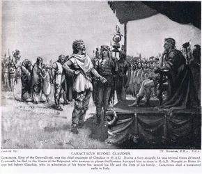 Caractacus devant Claudius, illustration tirée de "Hutchinson