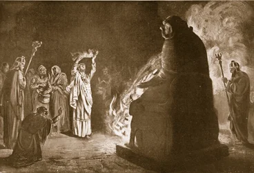 Un sacrifice phocéen à Moloch, illustration tirée de "Hutchinson