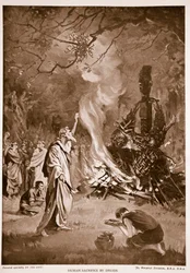 Sacrifice humain par les druides, illustration tirée de "Hutchison
