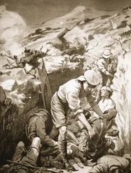 Les soldats Druall et Smith évacuent les blessés d