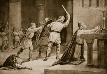 Le meurtre de Knut le Saint en 1086 (lithographie)
