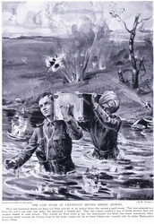 La dernière étape du voyage héroïque du lieutenant Smyth : Décoré de la Croix de Victoria en mai 1915 (lithographie)