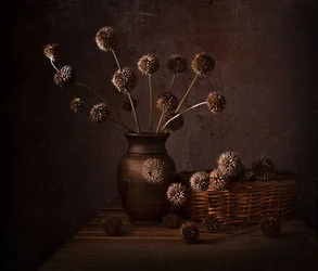 Fleurs séchées aux accents terreux