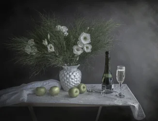 Fleurs et champagne