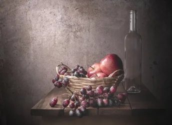 Nature morte aux raisins et aux pommes