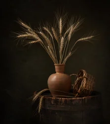 Nature morte représentant la récolte du blé
