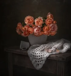 Bouquet de roses pêche