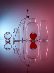 Cœurs en verre réfléchissant